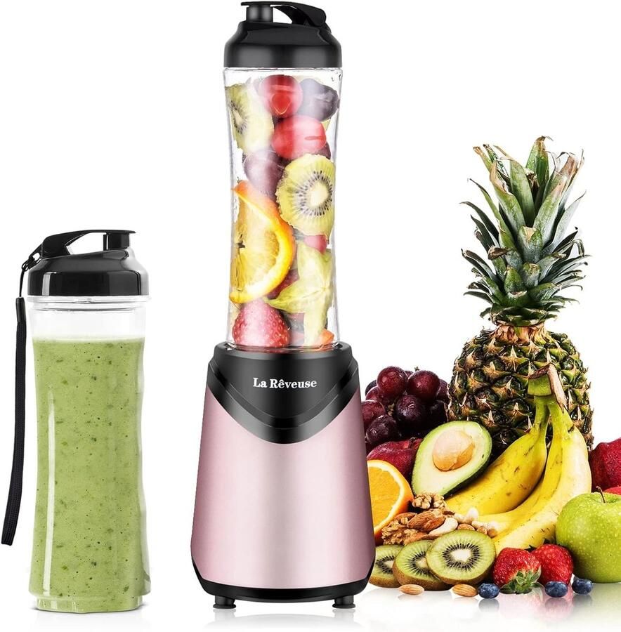 Mix&Go Blender Roze 300 Watt Vermogen BPA-vrije Flessen Voor Smoothies en Shakes