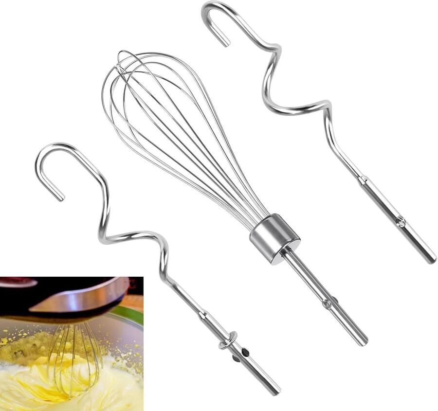 Mixaccessoires van roestvrij staal inclusief kloppers deeghaken en garde ideaal voor moeiteloos mixen en kloppen 3-delige set voor keukenmachines en handmixers