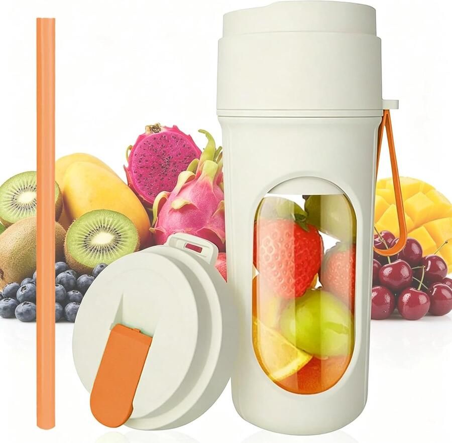 Mixer 450 ml smoothie maker to go 12 bladen draagbare blender Fresh Juice mixer USB-mini-blender voor sap jam shake smoothie (oranje 1500 mAh)