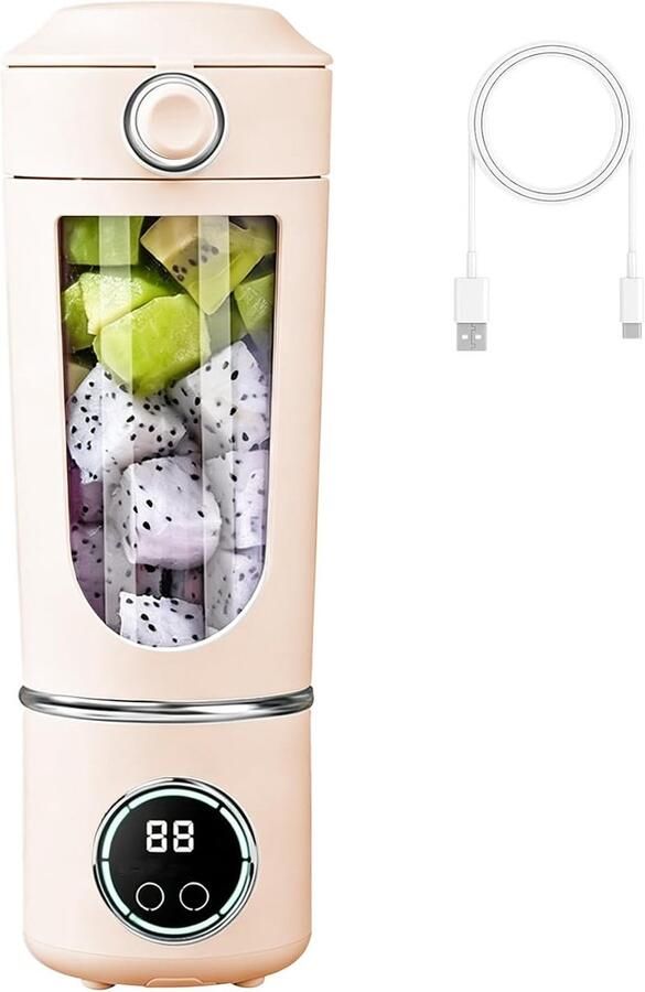 Mixer 700 ml smoothie maker to go 12 bladen draagbare blender Fresh Juice mixer USB-mini-blender voor sap jam shake smoothie (beige 1500 mAh)