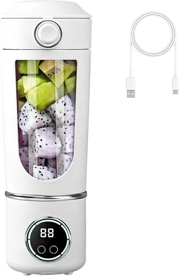 Mixer 700 ml smoothie maker to go 12 bladen draagbare blender Fresh Juice mixer USB-mini-blender voor sap jam shake smoothie (wit 1500 mAh)