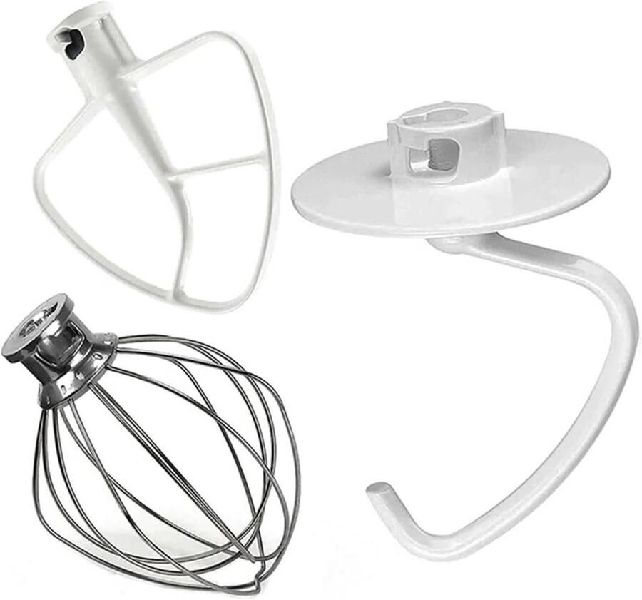 Mixer Accessoire Keukenmachine Onderdeel Gelijkmatig Mengen Gebogen Schoepenontwerp 10 x 10 x 10 cm Wit Zilver