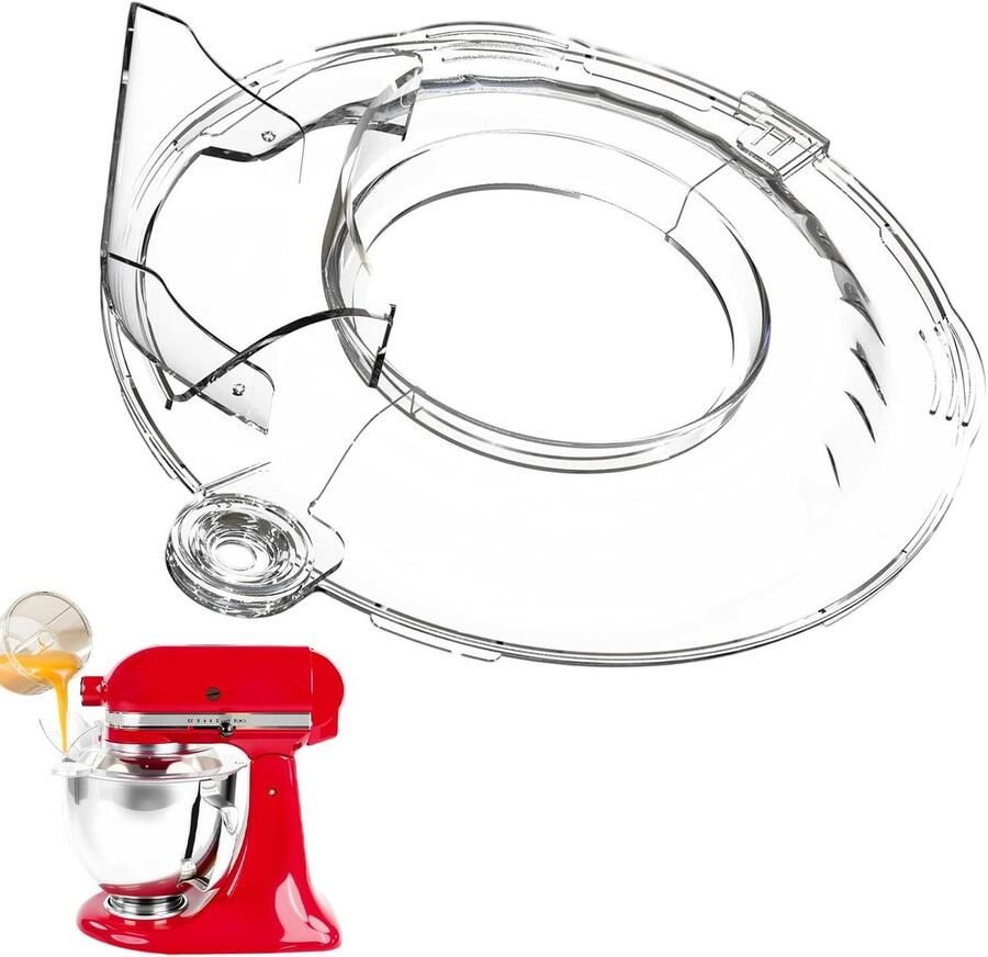 Mixer Accessoire Spatbeschermer Kom Bakken en Koken Verbeterde Vulopening 4.5-5 Liter Transparant