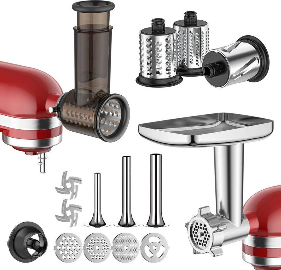 Mixer Accessoires Raspbevestiging Kaasrasphulpstukken voor Vleesmolen Snijmachine Inc. Metalen Vleesmolen Tubesand Worstvullers Gehaktbalmaker Duurzaam Aluminium RVS Zwart Zilver