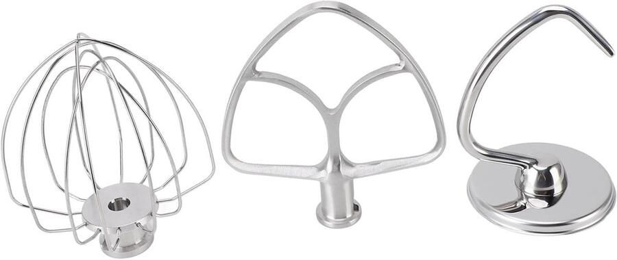 Mixer Accessoires Set Bakbenodigdheden Gelijkmatig Mengen Roestvrij Staal 3 Stuks Zilver