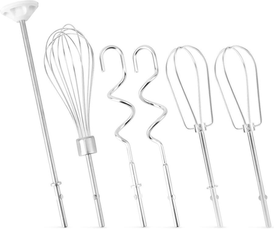 Mixer Accessoires Set Deeg Haken Bakken en Mixen Roestvrij Staal 6 Delig Zilver