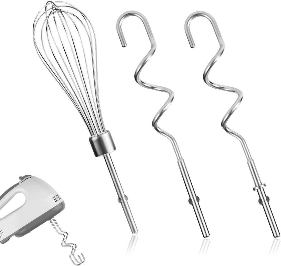 Mixer Accessoires Set Deeg Haken Garde Brood Bakken Roestvrij Staal 2 stuks 1 draadstaaf Zilver