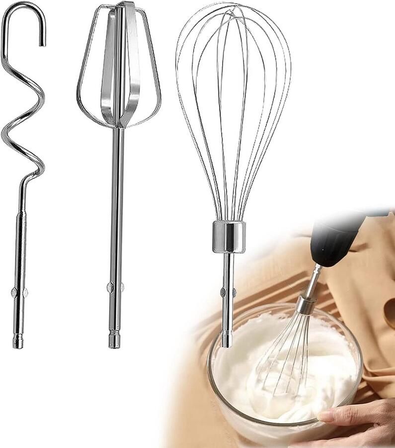 Mixer Accessoires Set Garde & Deegklopper Bakken & Mixen 3 Delig RVS 16.5 x 8.2 cm