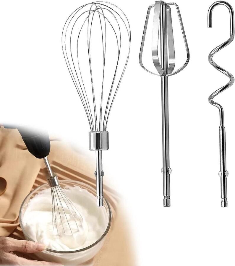 Mixer Accessoires Set Garde & Deegklopper Bakken en Mixen Roestvrij Staal 3 Delig Zilver