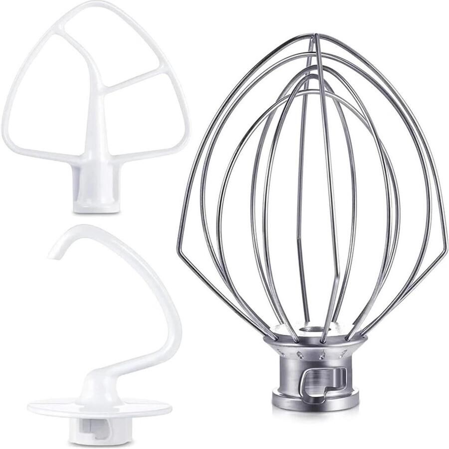 Mixer Accessoires Set Keukenmachine Onderdelen Bakken en Koken Duurzaam en Slijtvast 3 Stuks Zilverkleurig