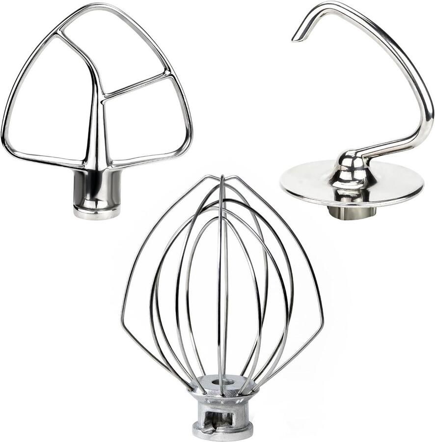 Mixer Accessoires Set Keukenmachine Onderdelen Bakken en Koken Roestvrij Staal Set van 3 Zilver