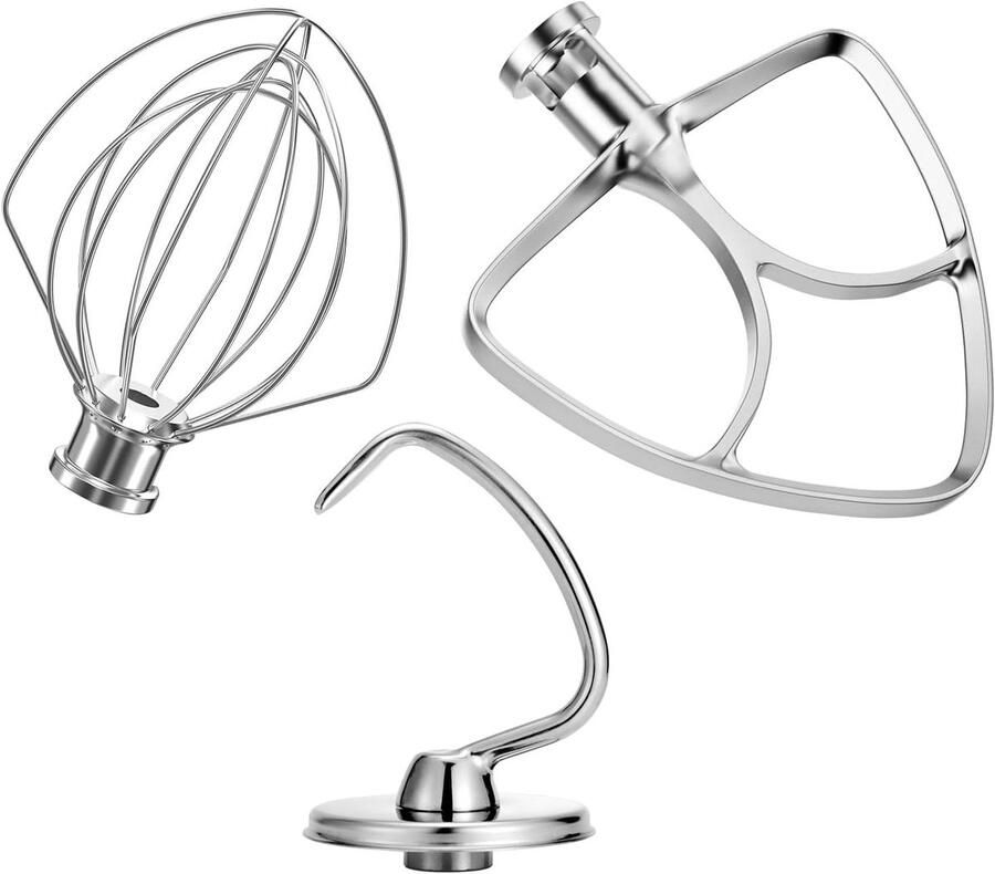 Mixer Accessoires Set Keukenmachine Onderdelen Bakken en Koken Roestvrijstaal Vaatwasmachinebestendig 4.5-5 Quart Zilver
