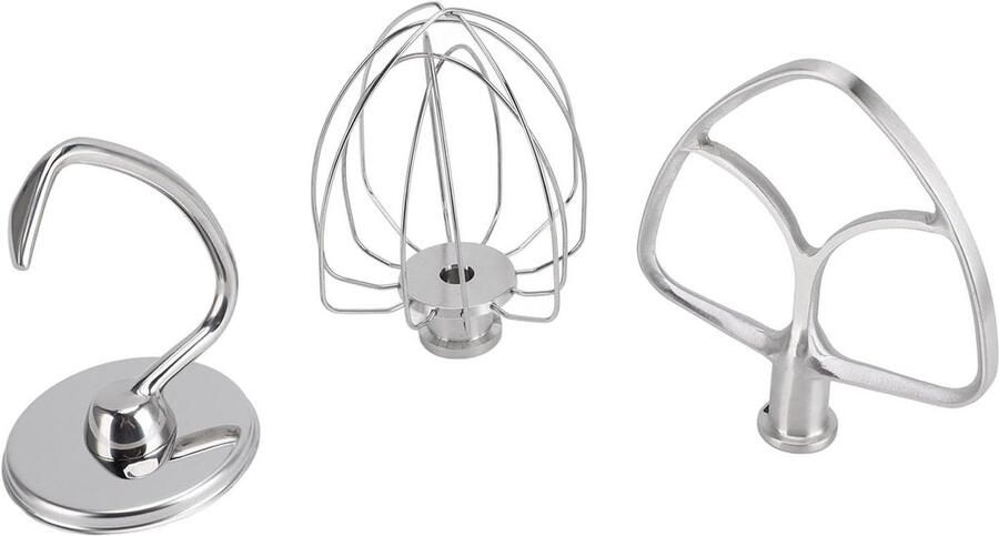 Mixer Accessoires Set Keukenmachine Onderdelen Bakken en mengen Roestvrij staal 3 Delig Zilverkleurig
