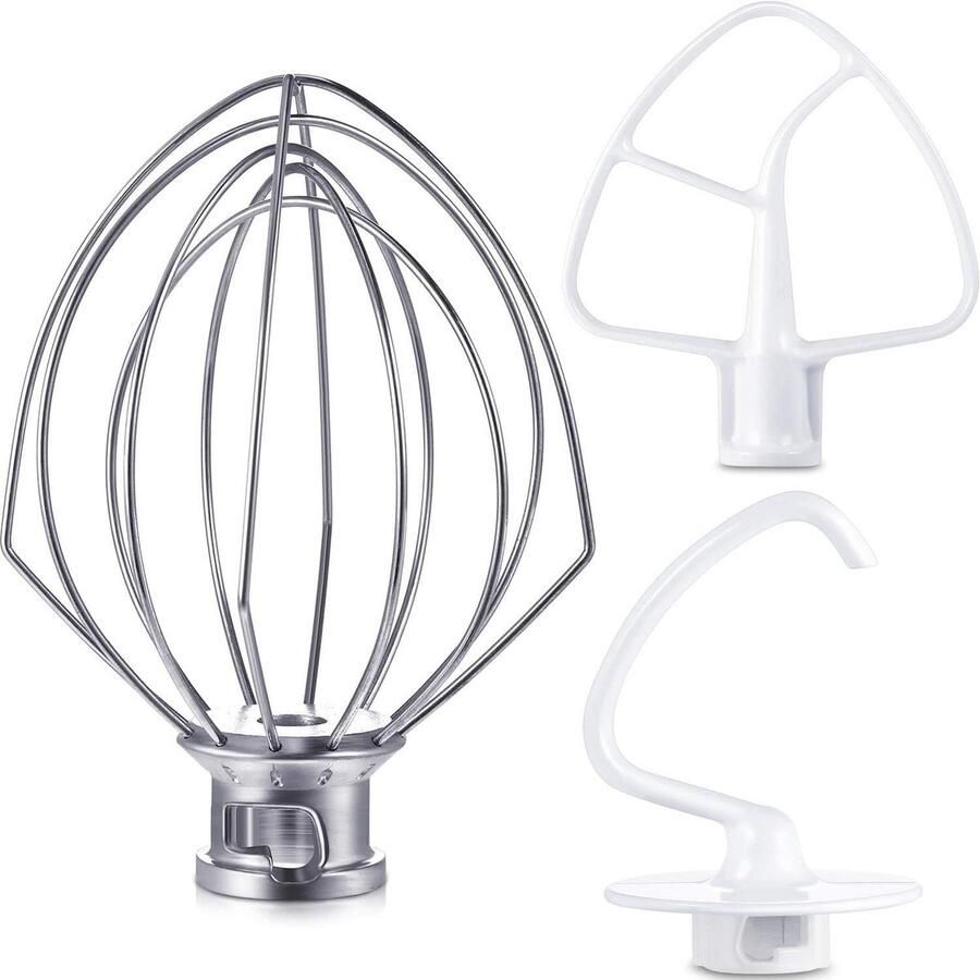 Mixer Accessoires Set Keukenmachine Onderdelen Deeg Maken 3 Delig Metaal 19x19x11.8cm Zilver