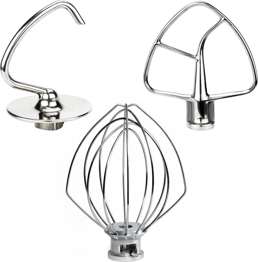 Mixer Accessoireset Roestvrij Staal: Garde Deeghaak en Platte Klopper voor Keukenmixer