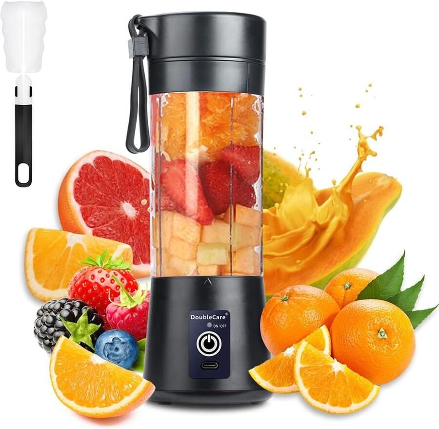 Mixer Beker Persoonlijke Blender Gezonde Drankjes Maken Zes Roestvrijstalen Bladen 380ml Capaciteit Zwart