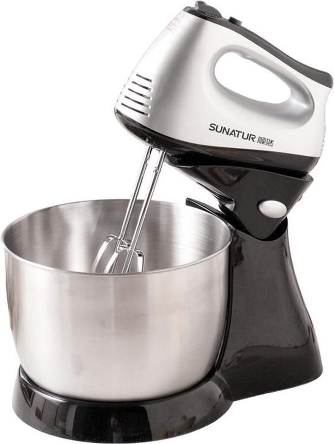 Mixer Keukenapparaat Handmixer Standmixer Bakken Desserts 2-in-1 Ontwerp 3.5 Liter Kom Zwart Zilver