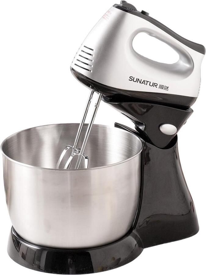 Mixer Keukenapparaat Handmixer Standmixer Bakken Desserts 2-in-1 Ontwerp 3.5 Liter Kom Zwart Zilver