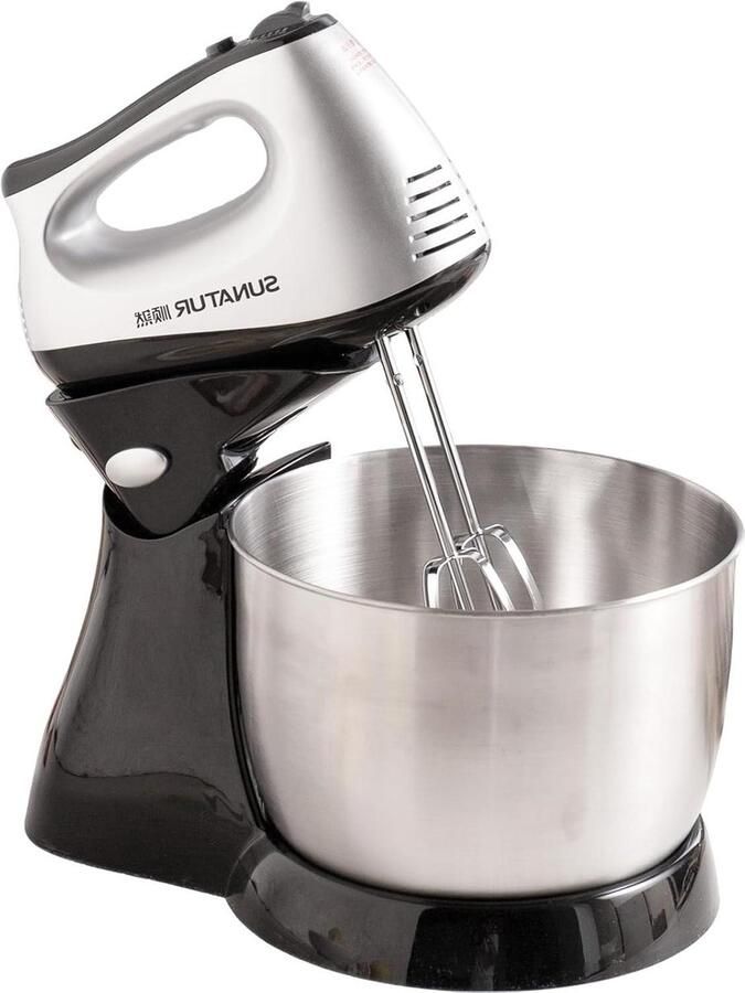 Mixer Keukenmachine Handmixer Bakken en Koken 2-in-1 Ontwerp 3.5 Liter Zwart Zilver