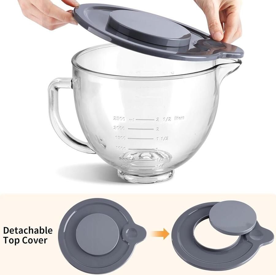Mixer Kom Deksel Keuken Accessoire Netjes Mengen Vingerafdruk Bestendig 4.5-5QT Meerkleurig
