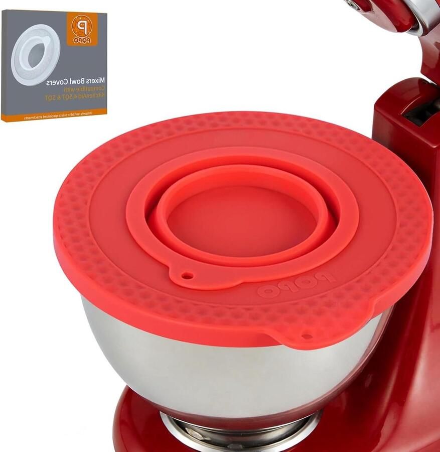 Mixer Kom Deksel Spatbeschermer Kom Keuken Schoonhouden Praktische Vulopening 4.5-5QT Rood