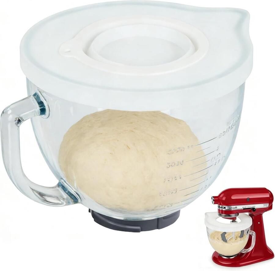Mixer Kom Deksel Spatbescherming Keukenmachine Bakken en Mixen Met Gietuit 4.5 tot 5 Liter Wit