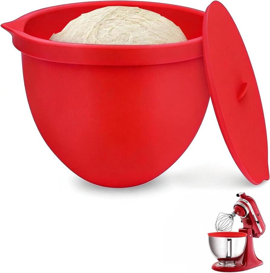 Mixer Kom Inzet Keukenmachine Accessoire Bakken en Bewaren Hittebestendig en Vaatwasserbestendig 5 Liter Rood