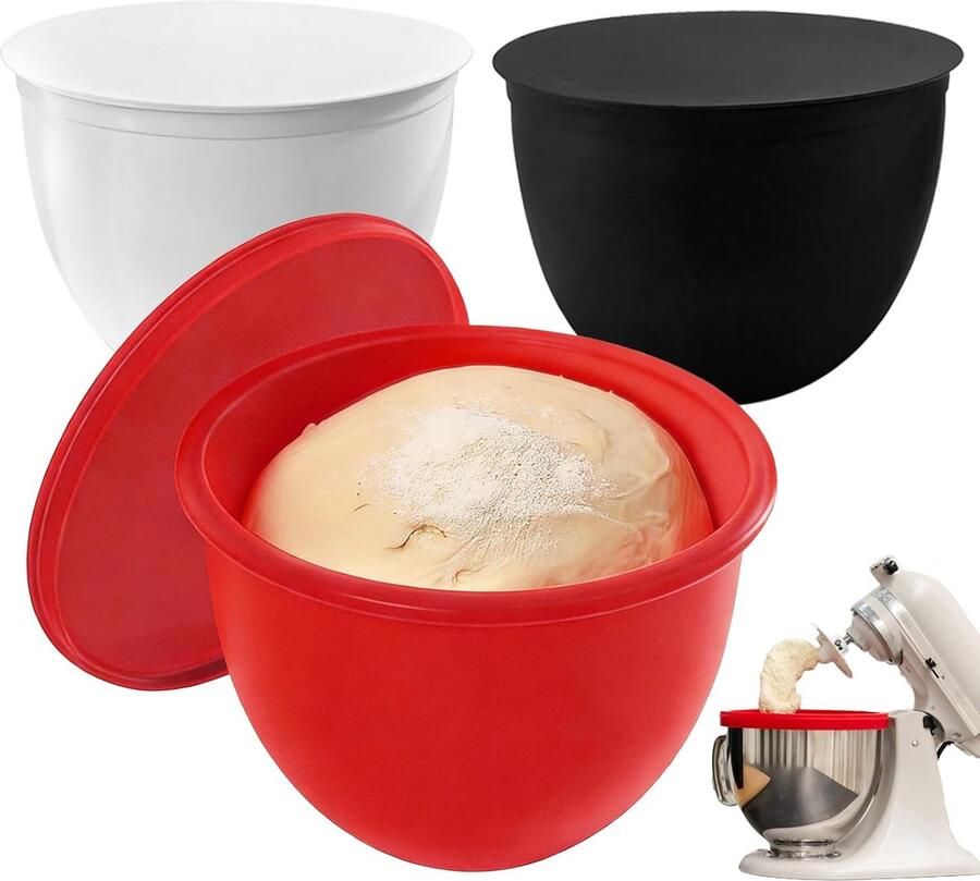 Mixer Kom Inzetstukken Siliconen Bakaccessoires Mengen en Bewaren Met Deksel en Tuit 5 Quart Inhoud