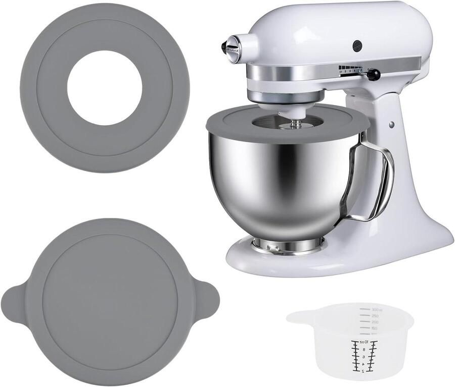 Mixer Kom Keukenmachine Kom Bakken en Koken Met 2 Deksel Opties 5 Liter Zilver