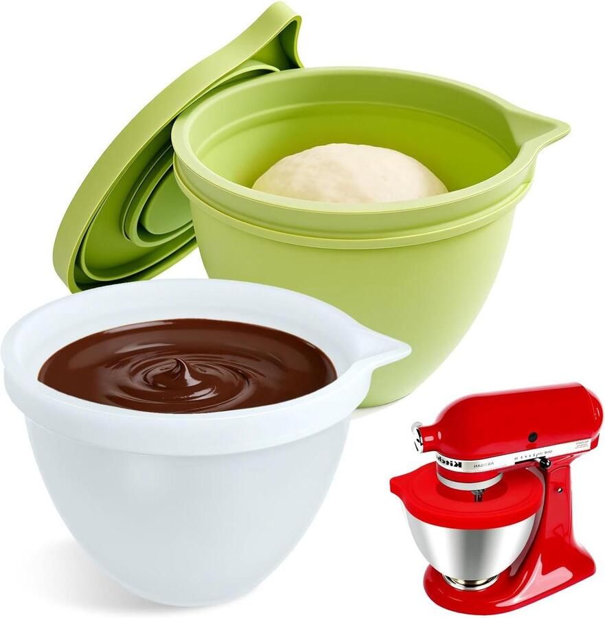 Mixer Kom Liners Reserve Binnenschaal Bakken en Bewaren Set van Twee 4.5-5 Liter Wit Groen