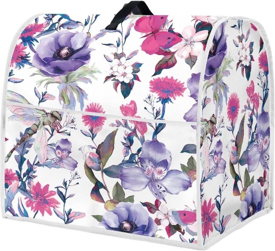 Mixerhoes Bloemenprint Keukenmachine Cover Keuken Apparaat Beschermen Met Handige Zakken 435x275x375 cm Paars