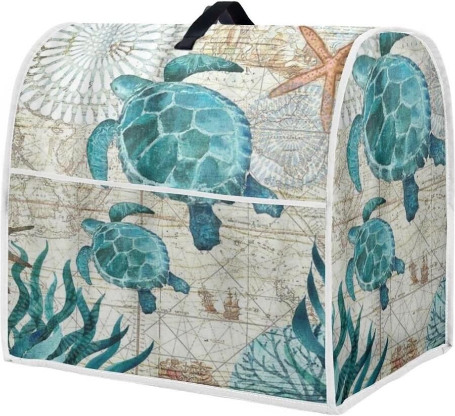 Mixerhoes Keukenapparaat Keukenmachine Cover Organizer Keuken Organiseren Met Opbergvakken 37.5x27.5x43.5 cm Vintage Zeeschildpad