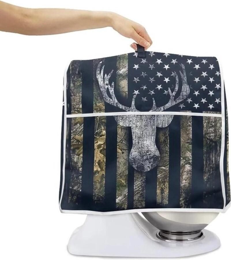 Mixerhoes met Opbergvak Keukenmachinehoes Stofhoes Keuken Organisatie Gewatteerde Polyester Stof L Amerikaanse Vlag Hertenprint