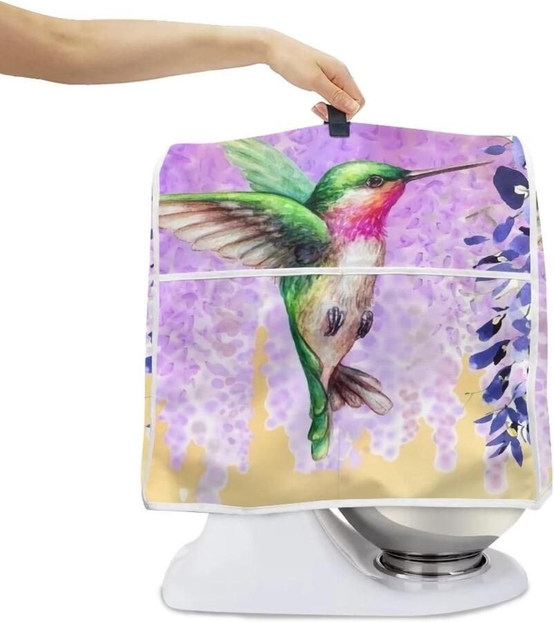 Mixerhoes Standaard Apparaathoes Keukenmachine Keuken Organisatie Met Opbergvak L-formaat Kolibrie Paarse Bloemen