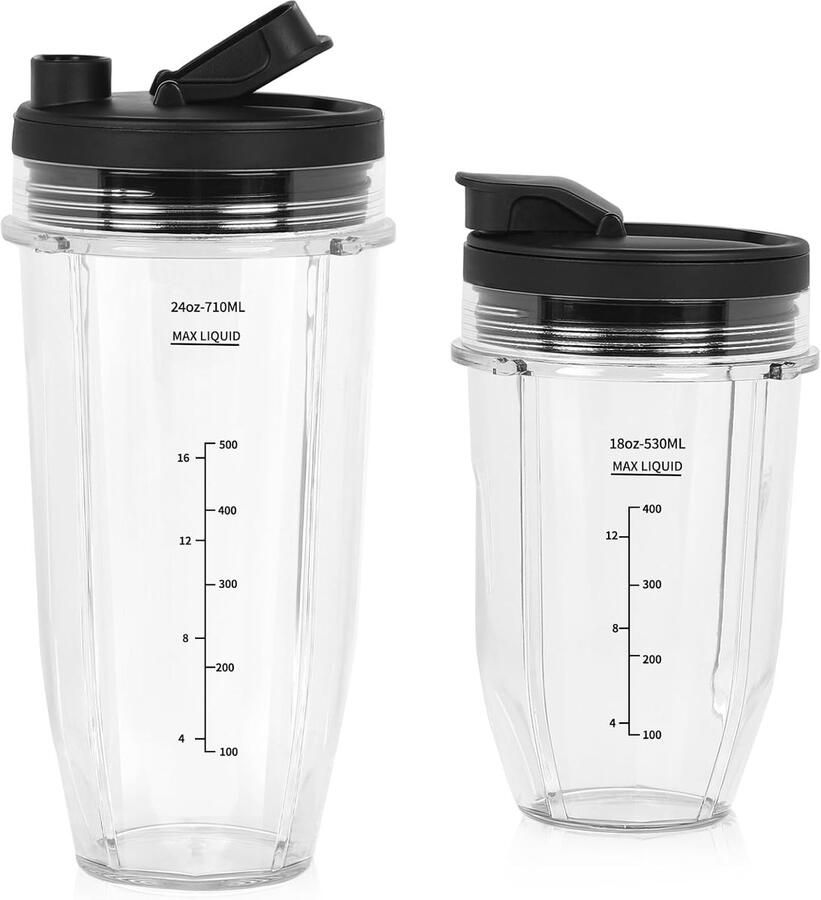 Mixing Cup 18oz 530ml 24oz 710ml Compatibel met Ninja Auto-iQ Mixer BN750EU BN495EU BN800EU TB301EU TB401EU CB100EU CB350EU Vervangonderdelen voor Ninja Food Processor