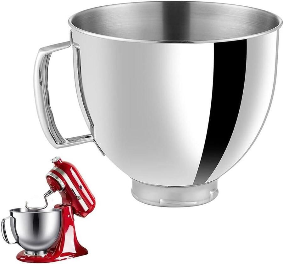Mixkom met Handvat Beslagkom Keukenmixer Bakken en Mixen Roestvrij Staal 304 5 Quart Zilver