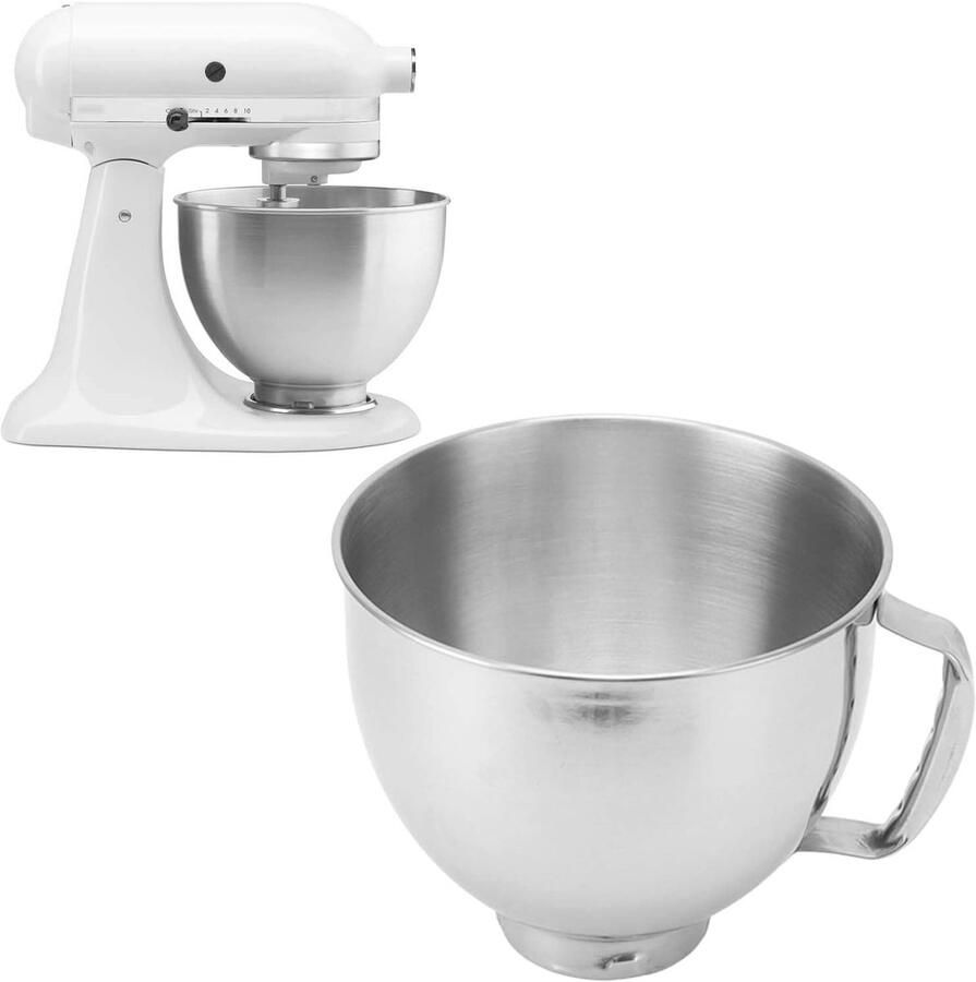 Mixkom RVS Beslagkom Keukenmachine Bakken en Mixen Met Handvat Vaatwasserbestendig 5 Liter 22.5x19cm Zilverkleurig