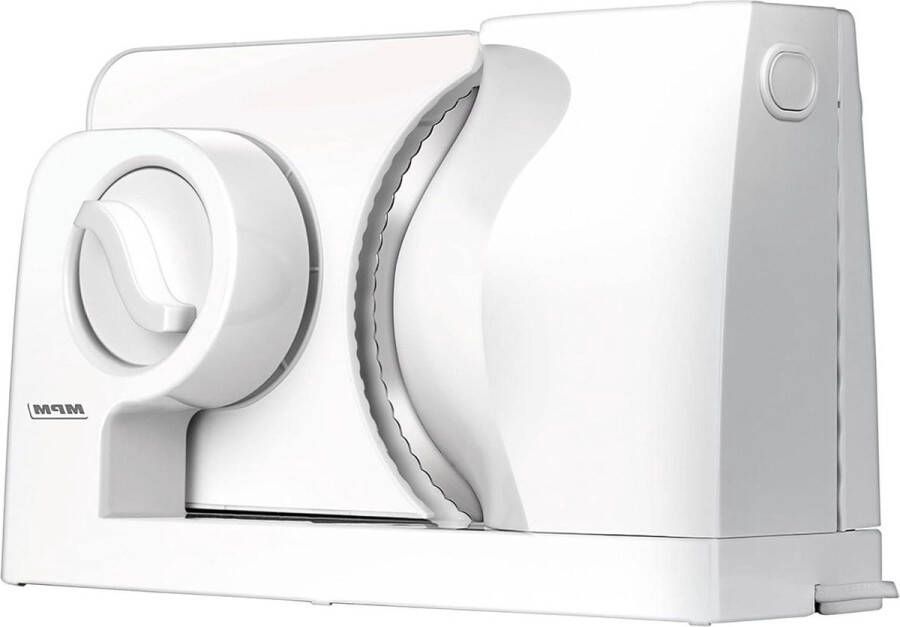 MPM MKR-05 Elektrische allessnijder broodsnijmachine instelbare snijdikte tot 15 mm vingerbescherming roestvrijstalen snijschijf 17 cm 150 W wit - Foto 2