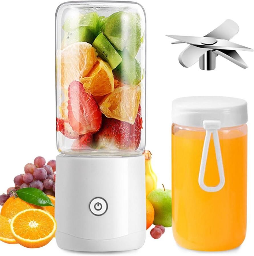 Mobiele Blender 380ml Rechargeable Smoothie Maker met 8 Messen voor Smoothies Babyvoeding en Sport