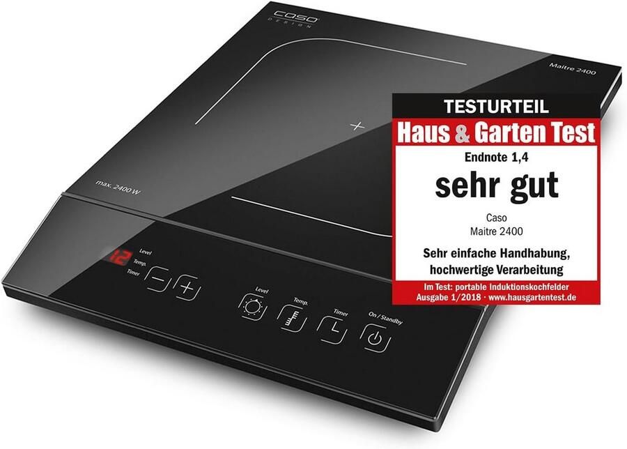 Mobiele Inductiekookplaat Krachtig 2400W met SmartControl Timer en Glaskeramiek Oppervlak