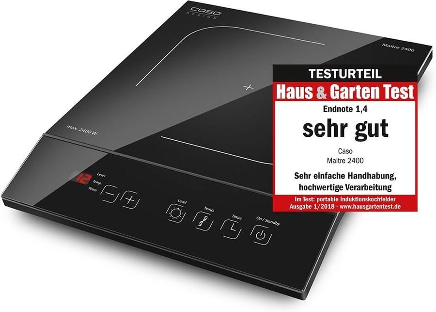 Inductiekookplaat Mobiele kookplaat Snel koken SmartControl 12 standen Tot 26 cm pannen Zwart