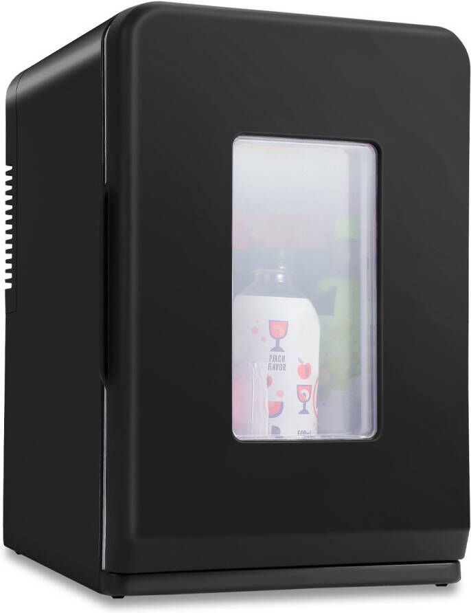 Mobiele Mini koelkast 15 Liter Koelen & Verwarmingsfunctie AC DC 220-240V 12V Auto Aansluiting 2 in 1 Draagbaar Zwarte Glazen Deur Mini Beauty Fridge Skincare Medicijnen Eten Drinken