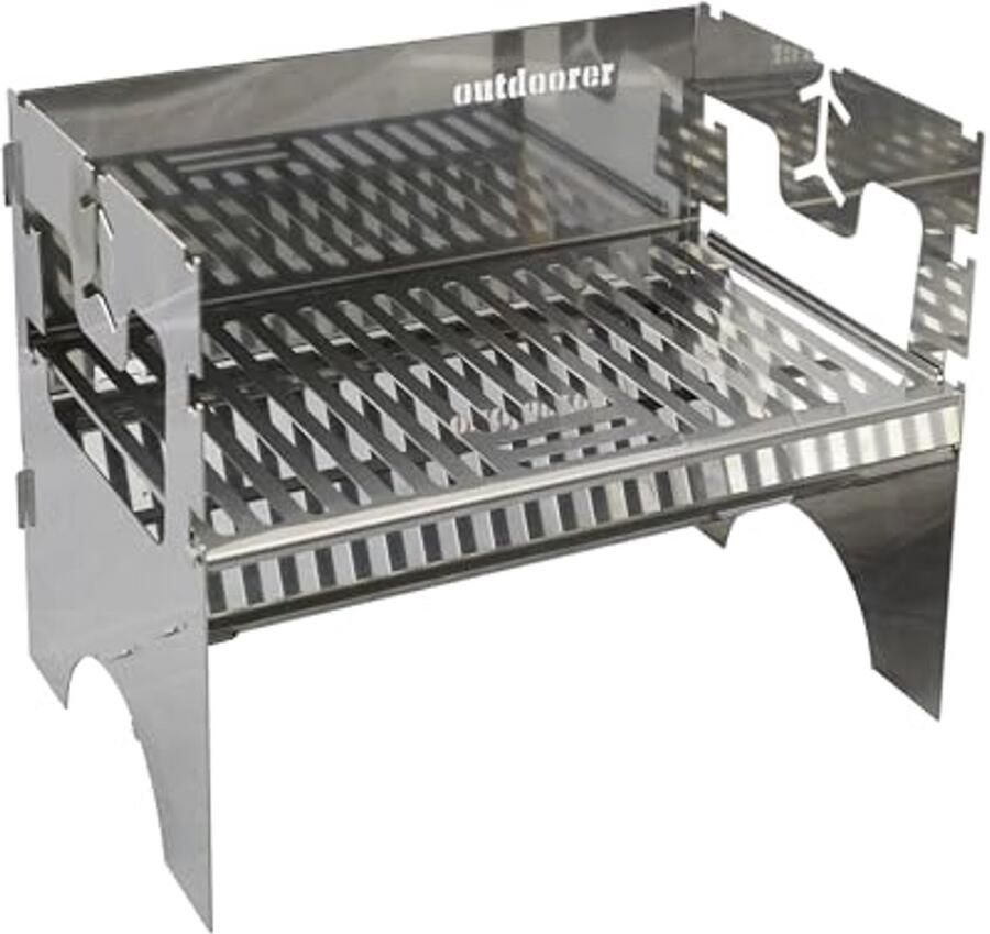 Mobiele Roestvrijstalen Grill voor Houtskool – Ideaal voor Camping Trekking Tuin en BBQ