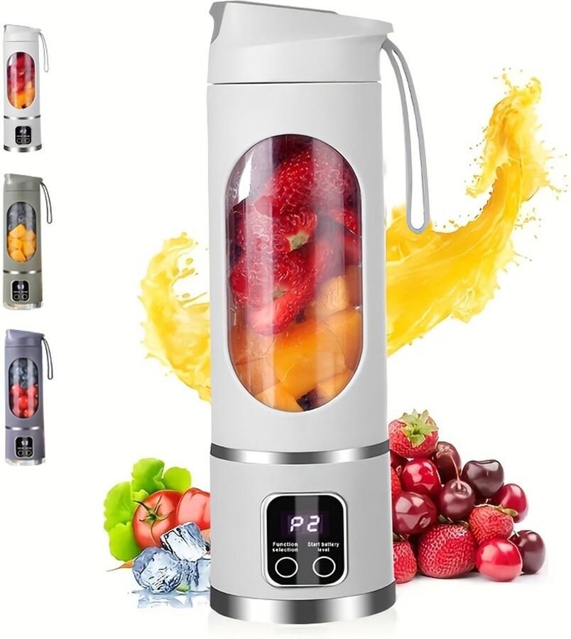 Modern Drabare Mini SmartMix Blender – Draadloos & USB-Oplaadbaar –Wit- Smoothies Milkshakes & Fruitdrankenvoor Thuis Kantoor & Reizen