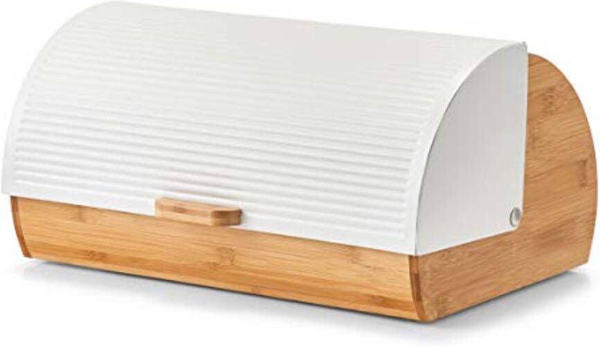 Moderne Bamboe en Metaal Broodtrommel in Scandi-Design