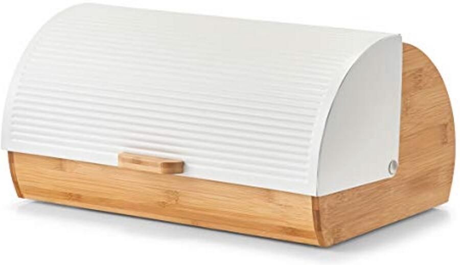 Moderne Bamboe en Metaal Broodtrommel in Scandi-Design