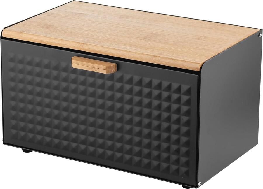 Moderne Broodtrommel Met Set Bewaardozen Ruime en Stijlvolle Broodcontainer van Staal en Bamboe