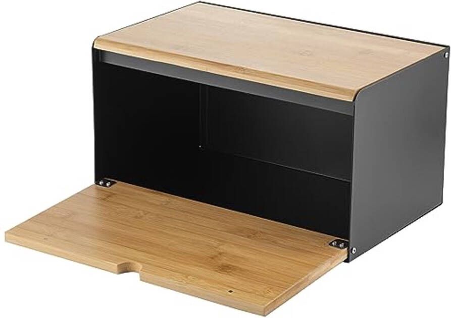 Moderne Broodtrommel van Staal en Bamboe Ruime Broodcontainer voor de Keuken