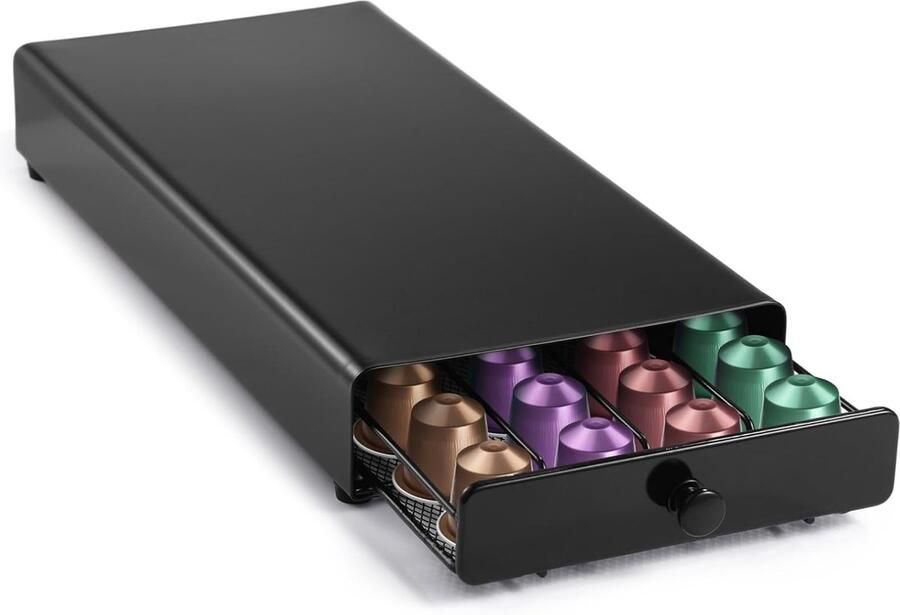 Moderne Capsule Organizer voor Thuis en Keuken Metalen Opbergdoos voor 40 Nespresso Capsules Ideaal voor Koffieliefhebbers en Efficiënte Ruimtebesparing