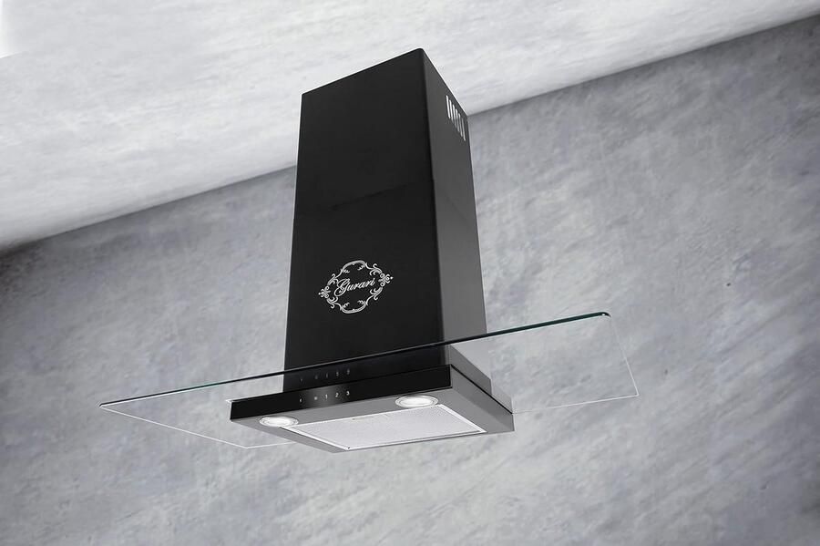 Moderne wandafzuigkap 60 cm met glazen paneel en hoge afzuigcapaciteit